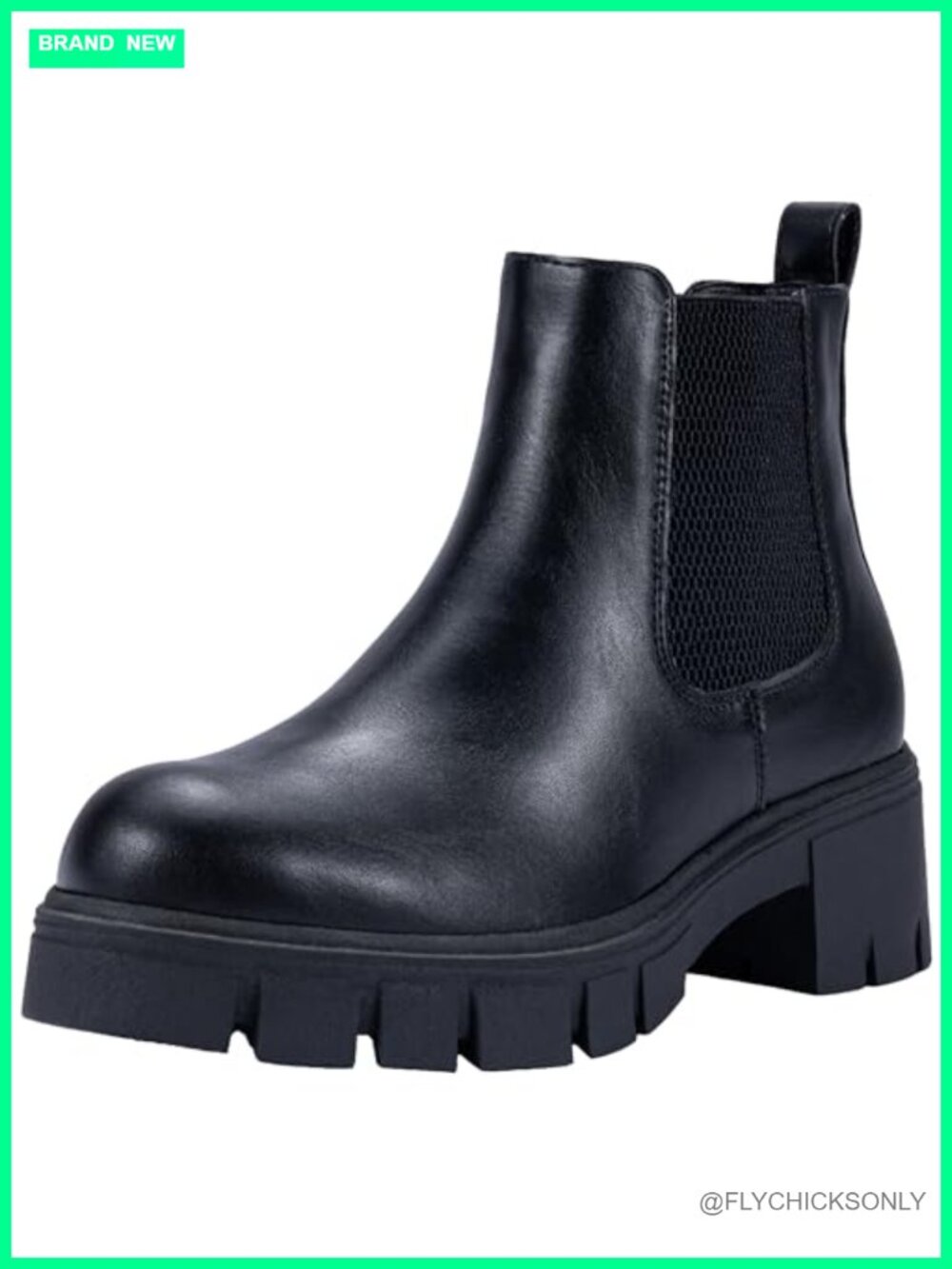 Women's Chunky Platform Chelsea Ankle Boots Slip On Faux Leather Block Heel
